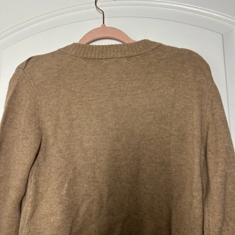 J.Crew Womens Alpaca Wool Blend Tan Crewneck Knit Sweater Size XS Preppy Chic